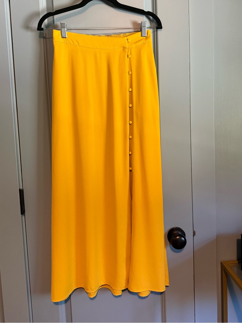 a new day Bright Yellow Maxi Skirt with Side Buttons